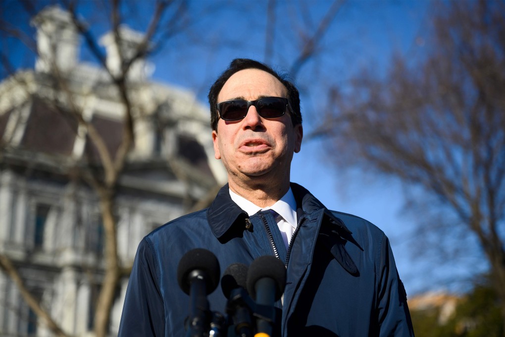 US Treasury Secretary Steven Mnuchin speaks to reporters at the White House on Thursday. Photo: AFP