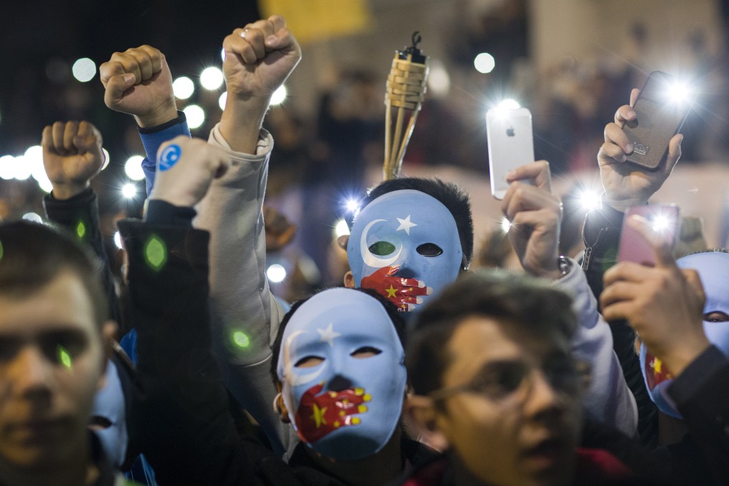 Demonstrators shout slogans during a protest against China in Istanbul on Friday. Photo: EPA-EFE