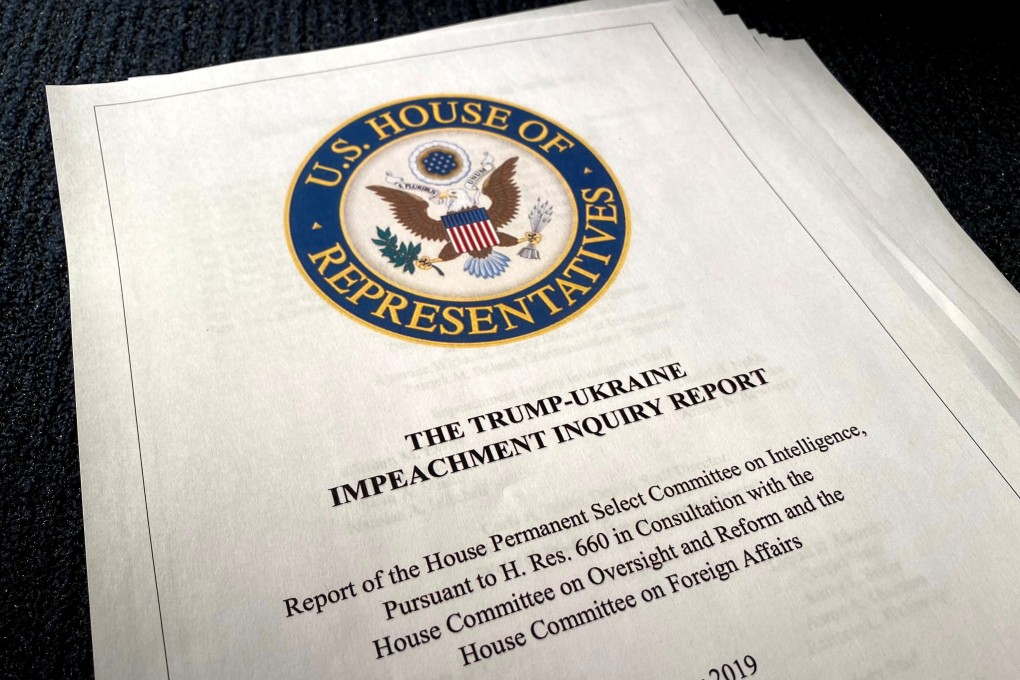 The 300-page Trump-Ukraine Impeachment Inquiry Report. Photo: Reuters