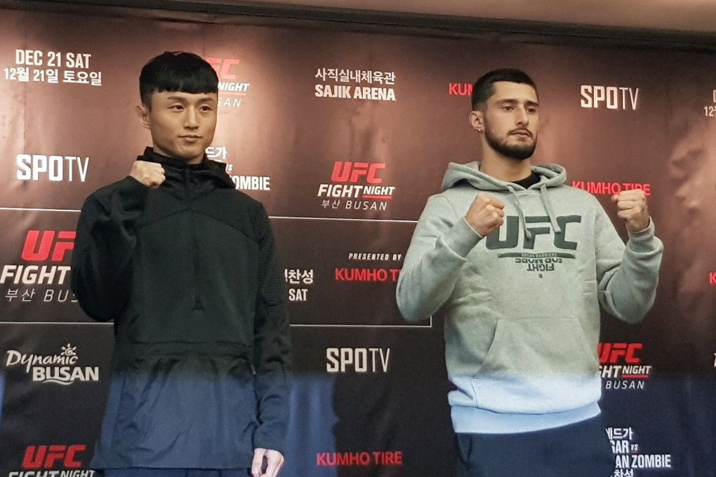 ‘Korean Superboy’ Choi Doo-ho (left) and Charles Jourdain at the UFC Busan media day. Photo: Asian Persuasion MMA