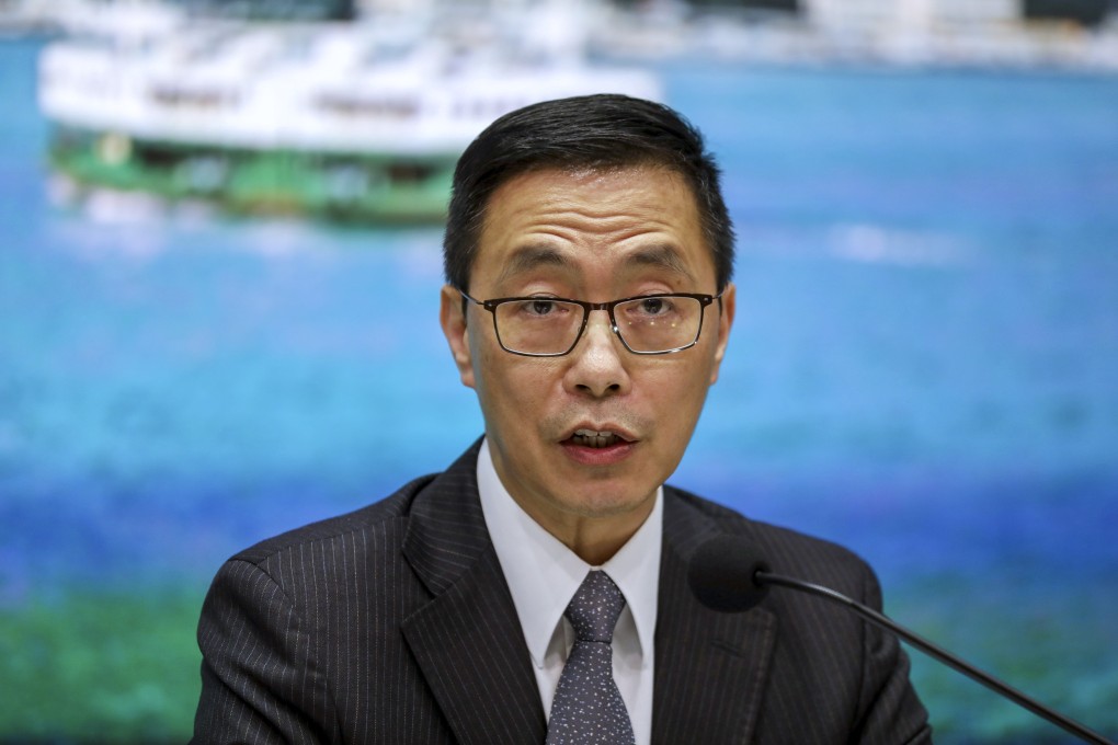 Secretary for Education Kevin Yeung reveals the Education Bureau’s latest figures during a press conference. Photo: Winson Wong