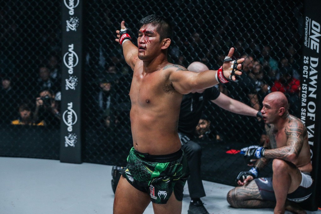 Aung La N Sang celebrates stopping Brandon Vera at One: Century in Tokyo. Photo: One Championship