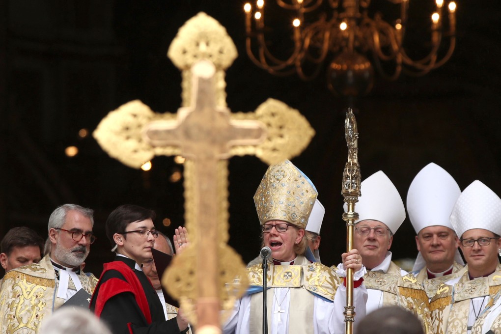 Sarah Mullally speaks during a service to install her as the 133rd Bishop of London at St Paul's Cathedral in London on May 12, 2018. File photo: AFP