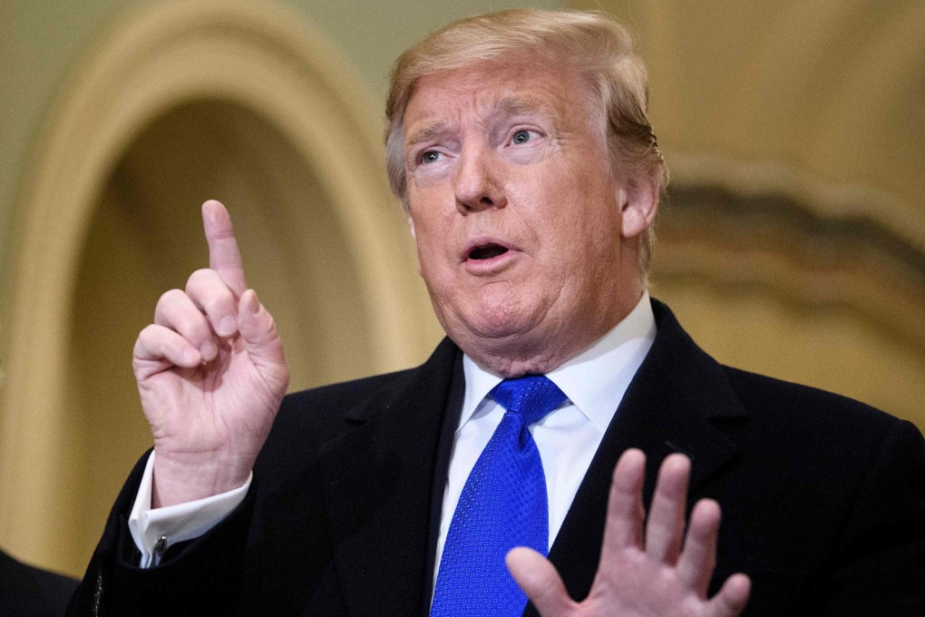 US President Donald Trump speaks to reporters before a meeting with Senate Republicans on Capitol Hill in March. Photo: AFP