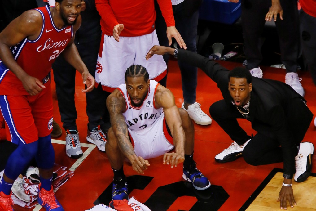 Kahwi Leonard watches after sinking “the shot”. Photo: USA Today Sports