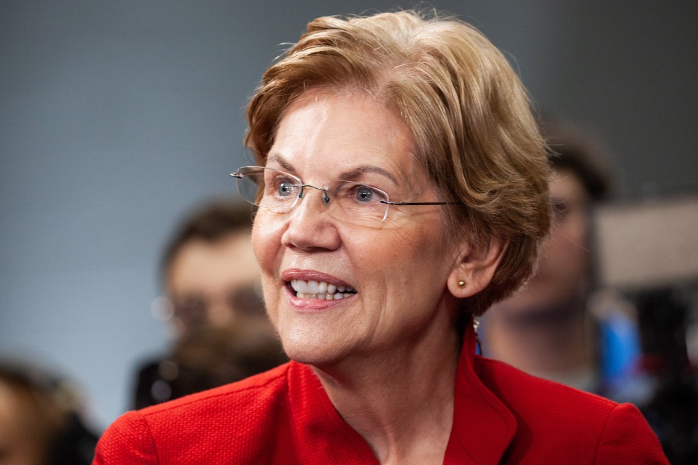 Senator Elizabeth Warren speaks to the media following a Democratic presidential debate in Los Angeles on December 19. Photo: Bloomberg