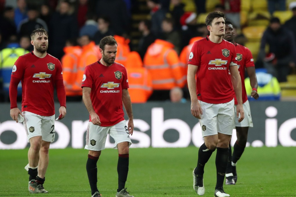 Manchester United players are defected after their 2-0 defeat by Watford in the Premier League. Photo: Reuters