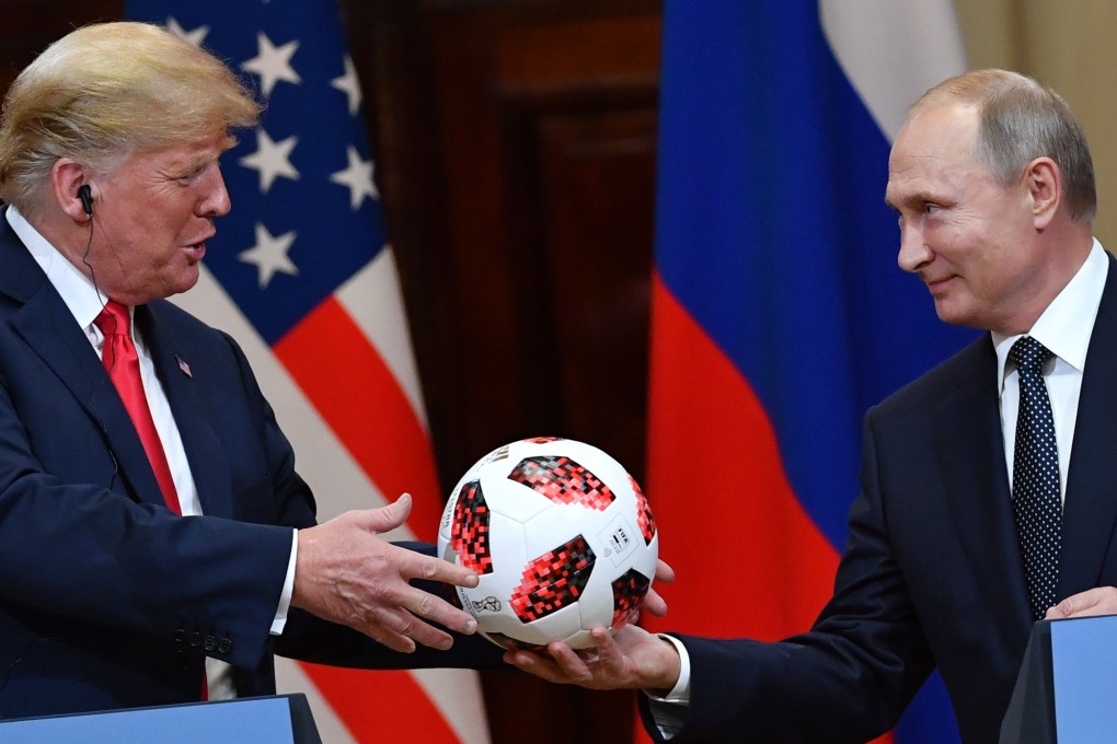 Russia’s Vladimir Putin with Donald Trump in Helsinki in 2018. Photo: AFP