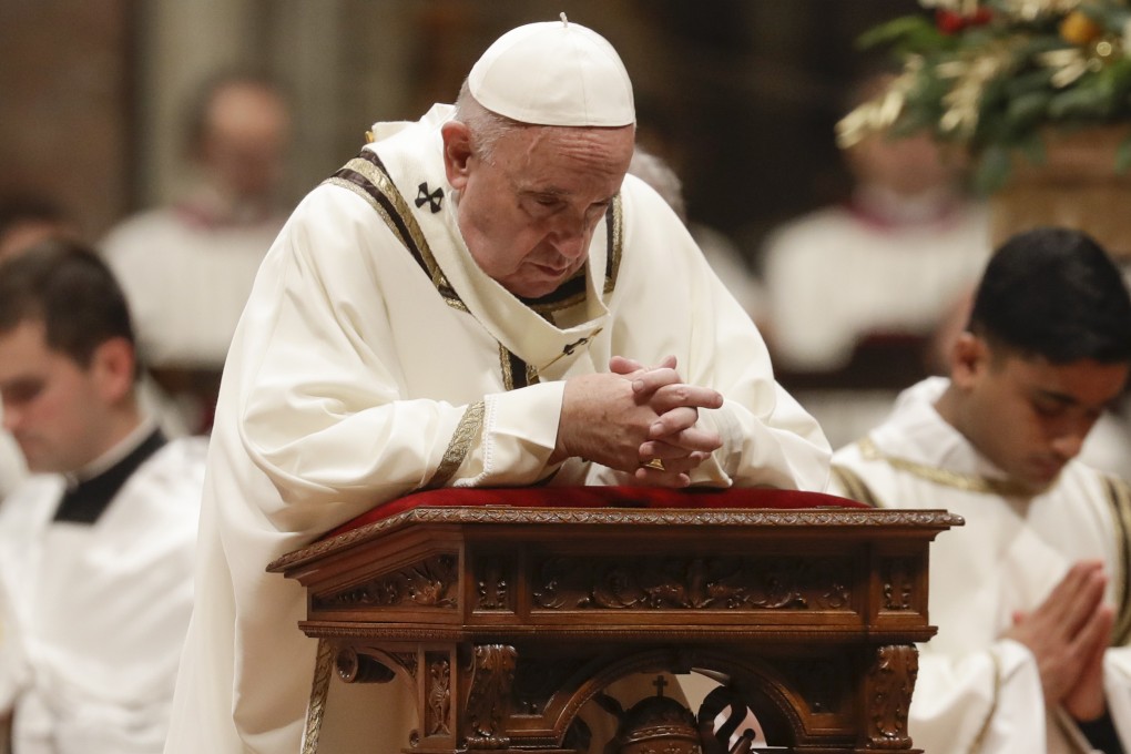 Pope Francis celebrates Christmas Eve Mass at the Vatican. Photo: AP