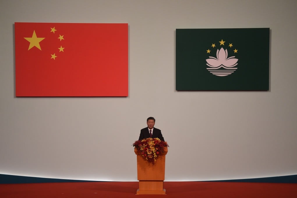 President Xi Jinping speaks during the inauguration ceremony of Macau’s new chief executive Ho Iat-seng, as part of the 20th anniversary handover celebrations in Macau on December 20. If it wishes to do so, Beijing could support Macau’s financial development plans in important ways. Photo: AFP