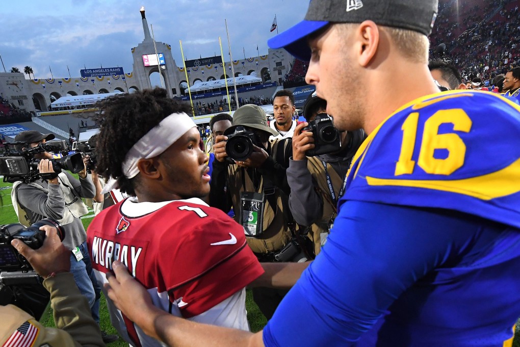 Arizona Cardinals quarterback Kyler Murray (left) talks to Los Angeles Rams opponent Jared Goff after playing their last game of the NFL season. Photo: AFP