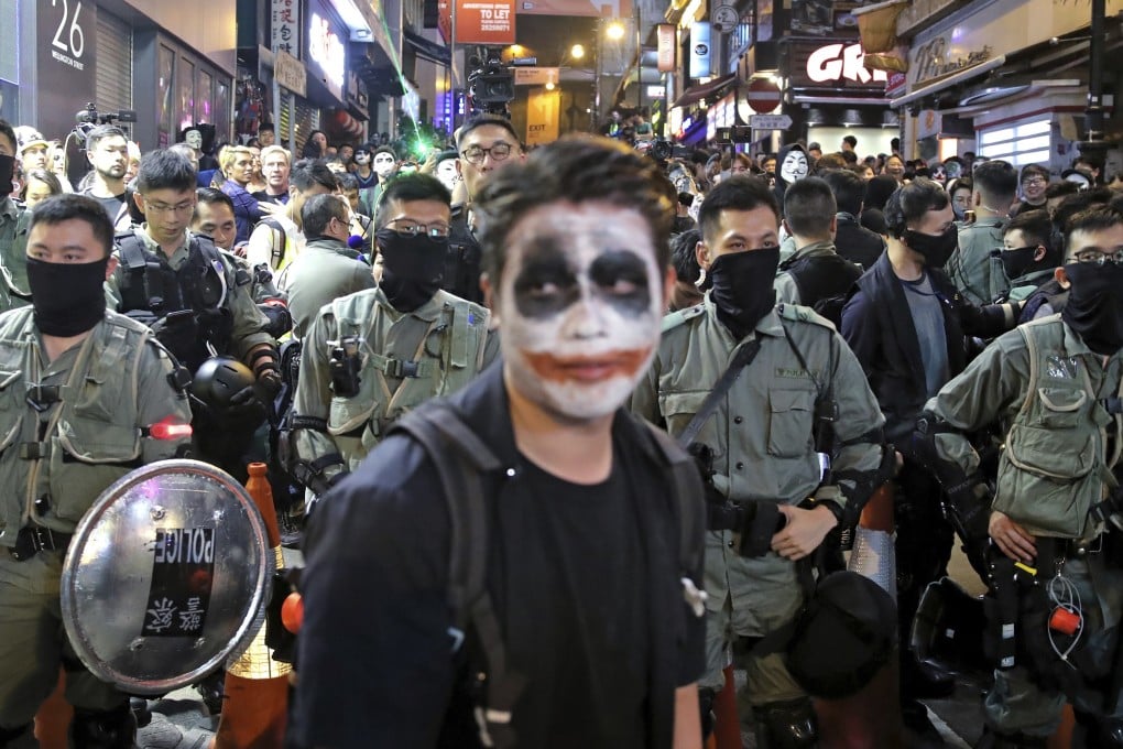 An anti-government protester at a rally in Hong Kong. Photo: AP