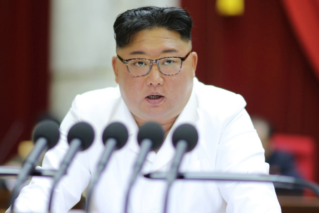 North Korean leader Kim Jong-un during the Workers’ Party meeting on Sunday. Photo: EPA