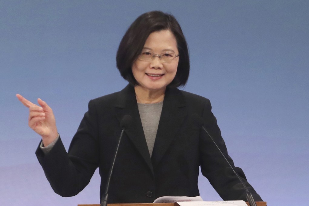 Taiwan President Tsai Ing-wen during the televised presidential candidates’ debate ahead of the self-ruled island’s elections in January. Photo: AP