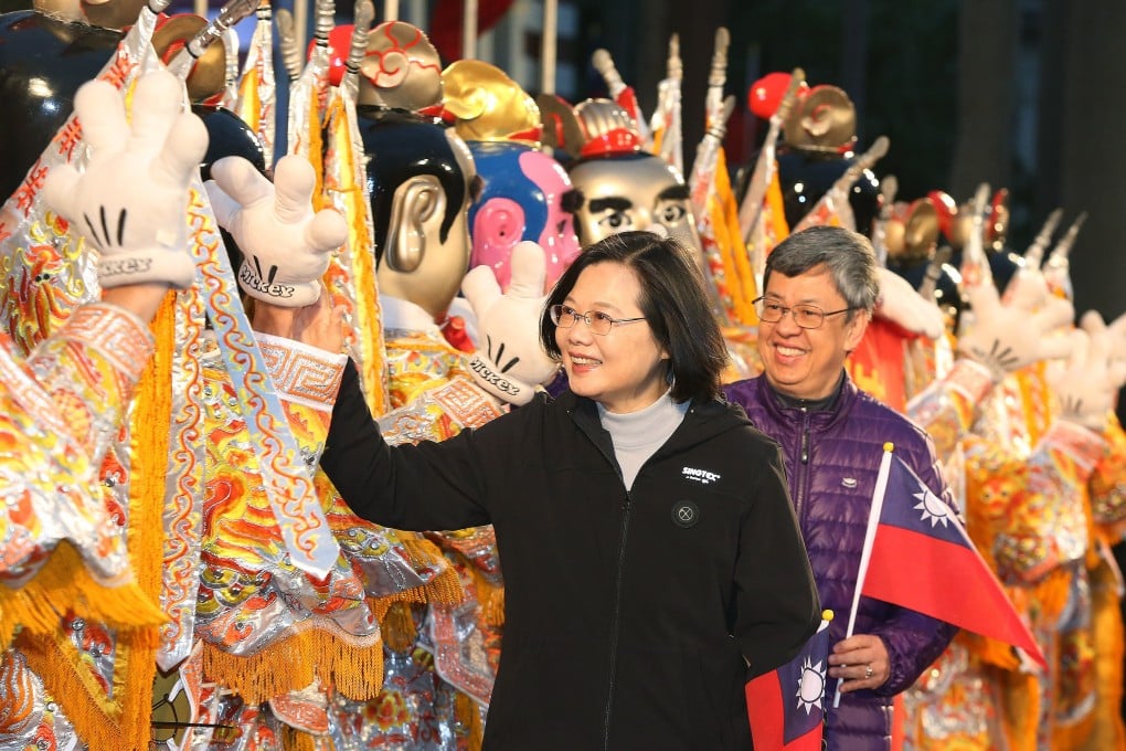 Taiwan’s President Tsai Ing-wen and vice-president Chen Chien-jen at the presidential office flag-raising ceremony on New Year’s Day. Photo: CNA