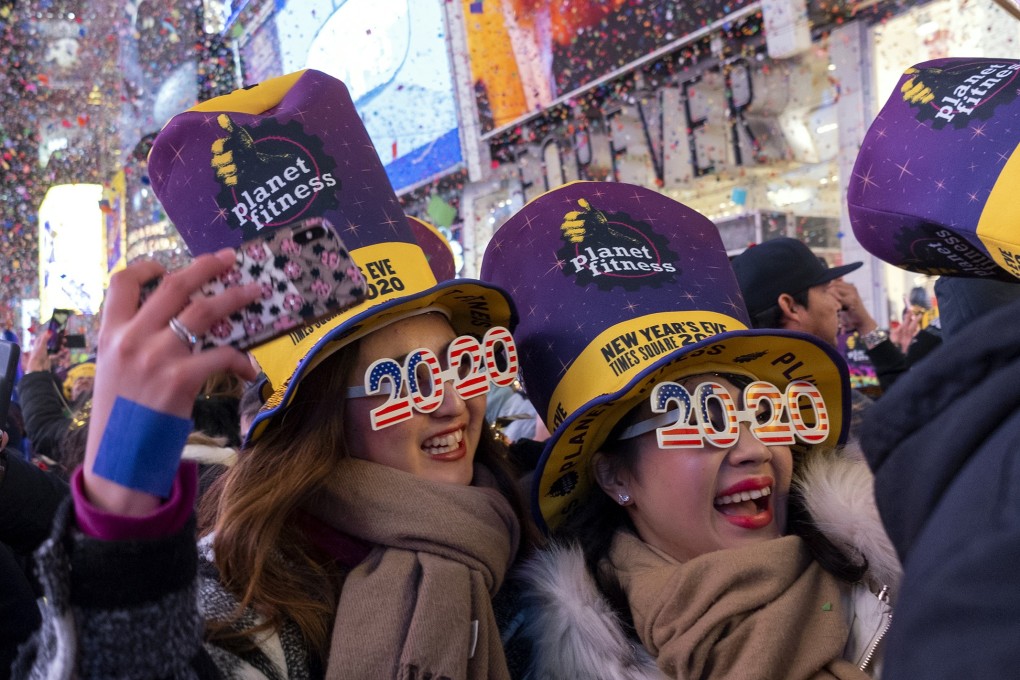 People celebrate the New Year in Times Square in New York. Photo: AP