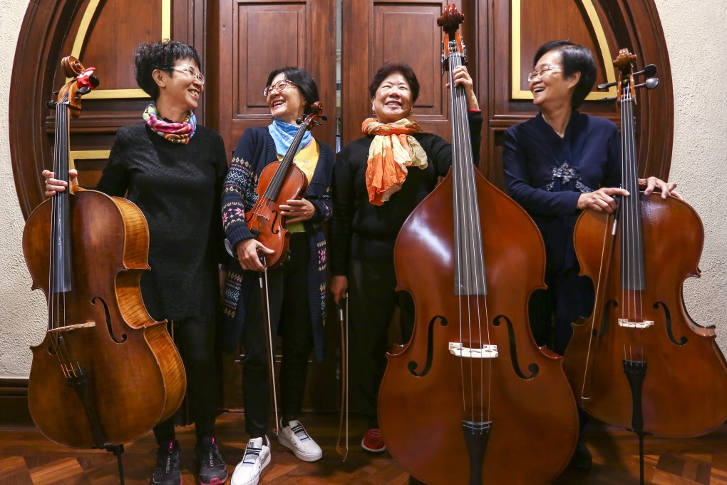 (From left) Eva Yu, 60; Charlotte Lam, in her 50s; Fung Lai-ling, 73; and Grace Li, in her 60s are part of a group under a community project at Haw Par Mansion in Tai Hang. Photo: Jonathan Wong