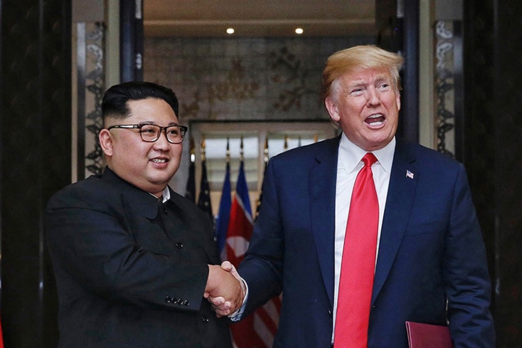 President Donald Trump and North Korean leader Kim Jong-un during their 2018 summit in Singapore. Photo: Ministry of Communications Singapore