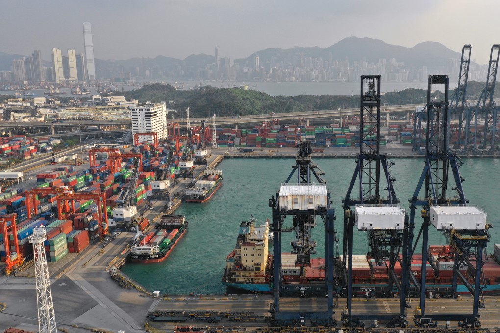 An aerial drone view of the Kwai Tsing Container Port, located at the Kwai Chung-Tsing Yi basin. Photo: Roy Issa