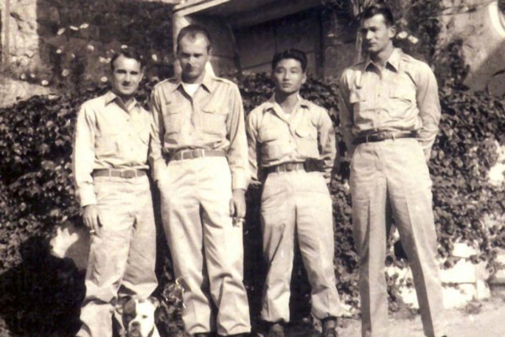 Four of the seven Weihsien rescuers (from left) Raymond Hanchulak, Stanley Staiger, Japanese-American Tad Nagaki and Jim Moore.