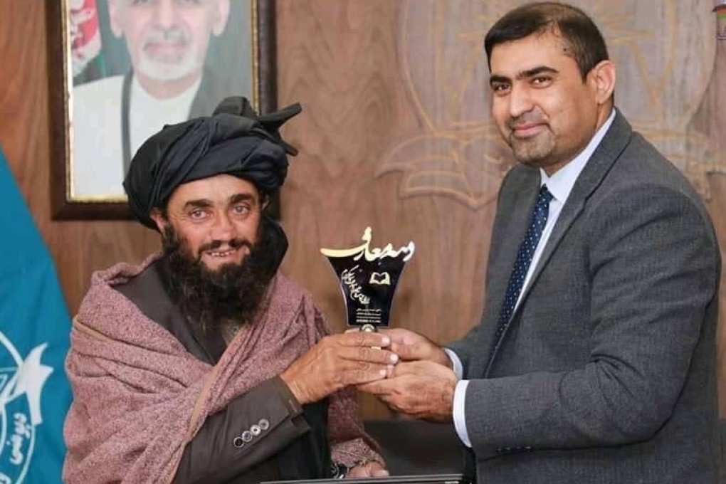 Mia Khan, left, and the education minister Mirwais Balkhi. Photo: Twitter