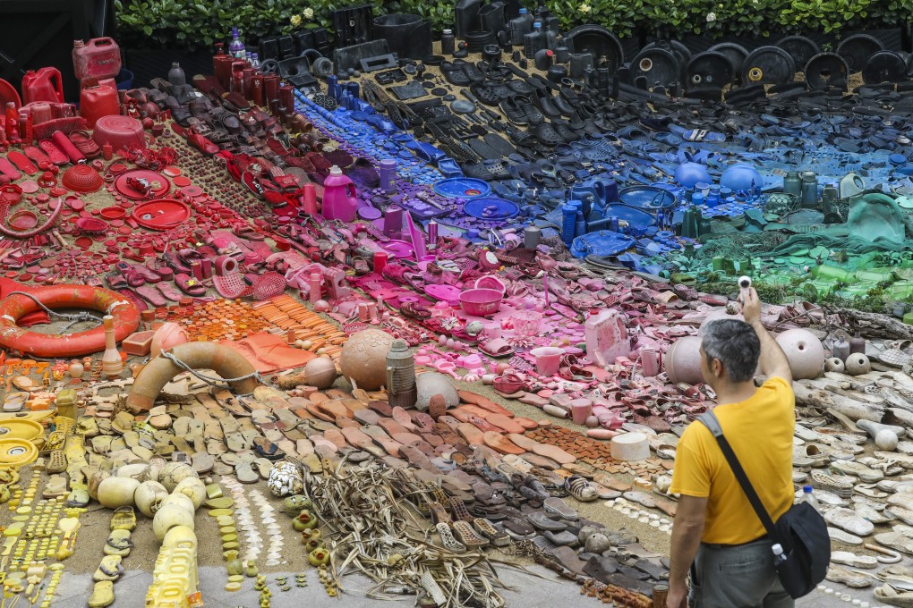 An installation by artist Liina Klauss made from plastic waste collected from the beaches of Hong Kong, displayed at the 1881 Heritage complex in Tsim Sha Tsui in March 2019. Photo: Dickson Lee