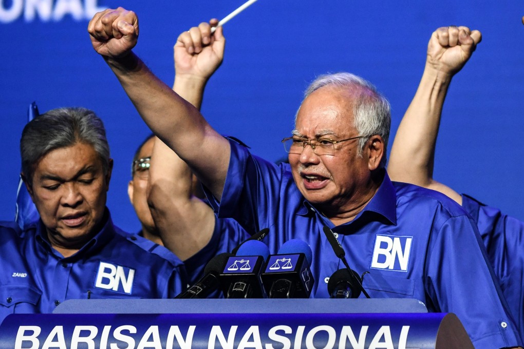 Malaysia’s Najib Razak at an election rally in Kuala Lumpur in April 2018. Photo: AFP