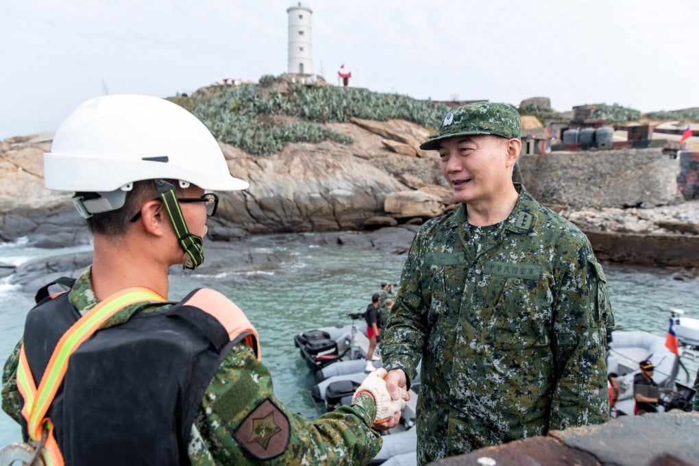 Shen Yi-ming pictured on a visit to troops on Quemoy island in October. Photo: EPA-EFE