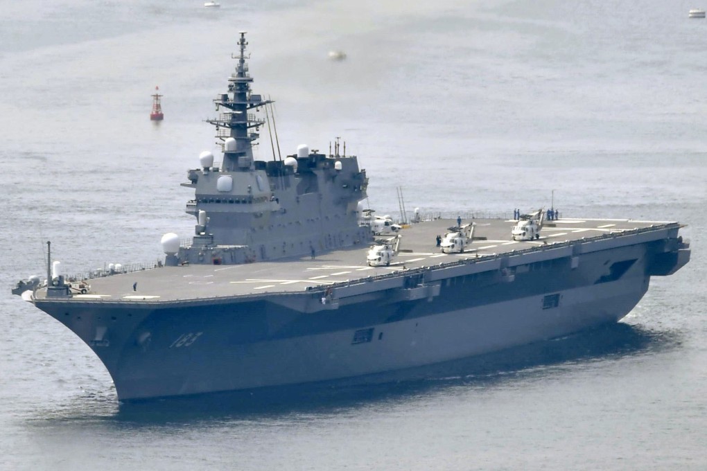 The Japanese Maritime Self-Defence Force’s helicopter carrier, Izumo. The force is planning to offer improved internet access on board its vessels, to attract younger recruits. Photo: Kyodo