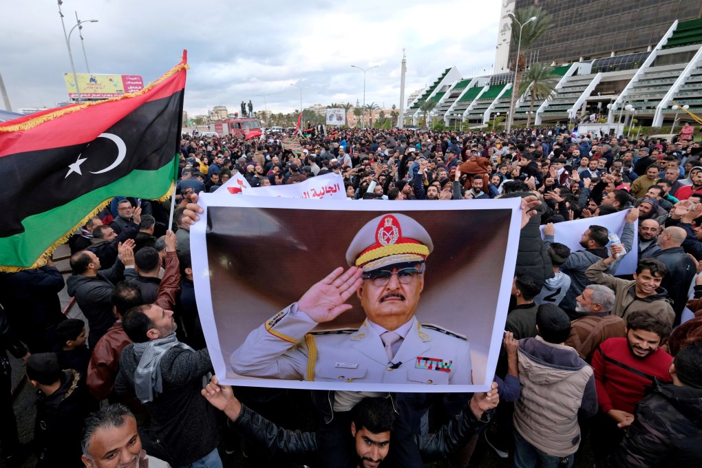Libyan protesters gather during a demonstration against the Turkish parliament’s decision to send Turkish forces to Libya. Photo: Reuters