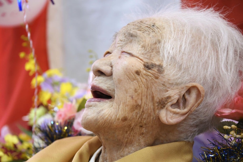 Kane Tanaka, recognised as the world's oldest living person by Guinness World Records, smiles during her 117th birthday celebrations at a nursing home in Fukuoka, southwestern Japan. Photo: Kyodo