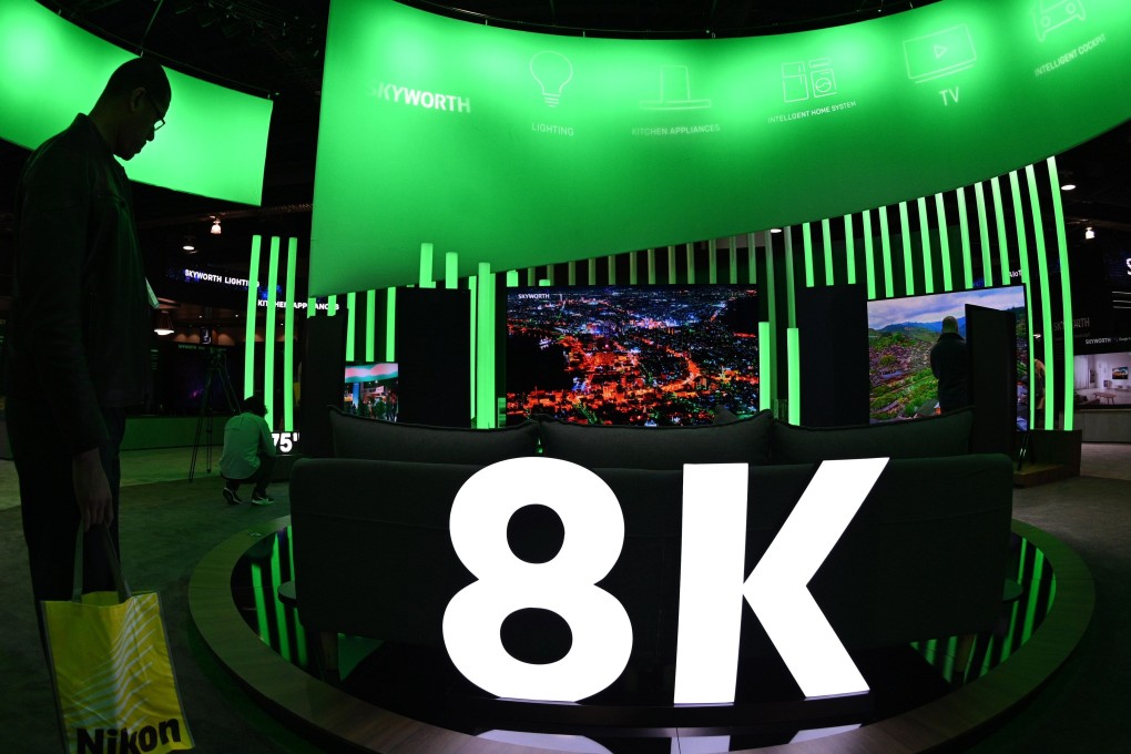 Attendees look at 8K television screens exhibited by Chinese TV maker Skyworth at the opening of the annual CES trade show in Las Vegas, Nevada, on January 7. Photo: Agence France-Presse