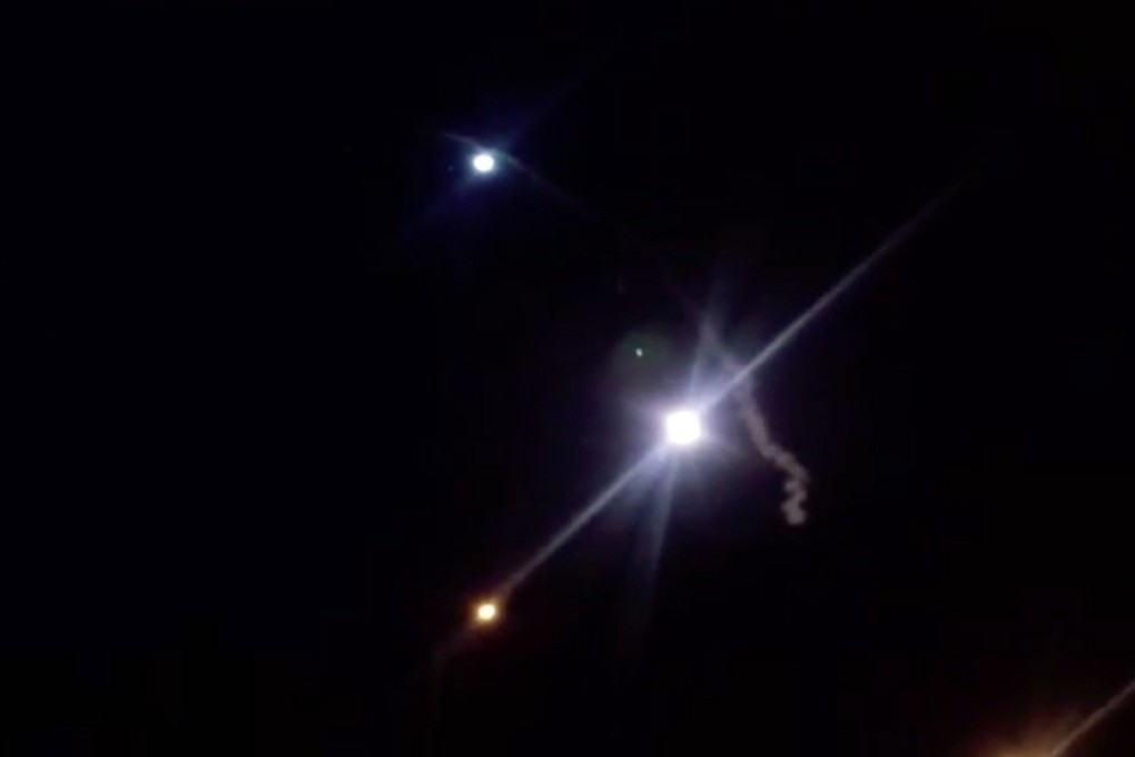 A screengrab shows rockets launched from Iran against US military bases in Iraq. Tensions in the Middle East weighed on the Hong Kong and China markets on Wednesday. Photo: EPA-EFE