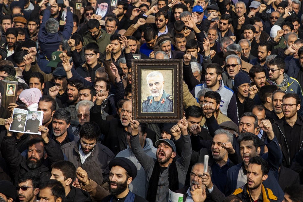 People attend a protest against the killing of top Iranian commander Qassem Soleimani in Tehran. Photo: Xinhua