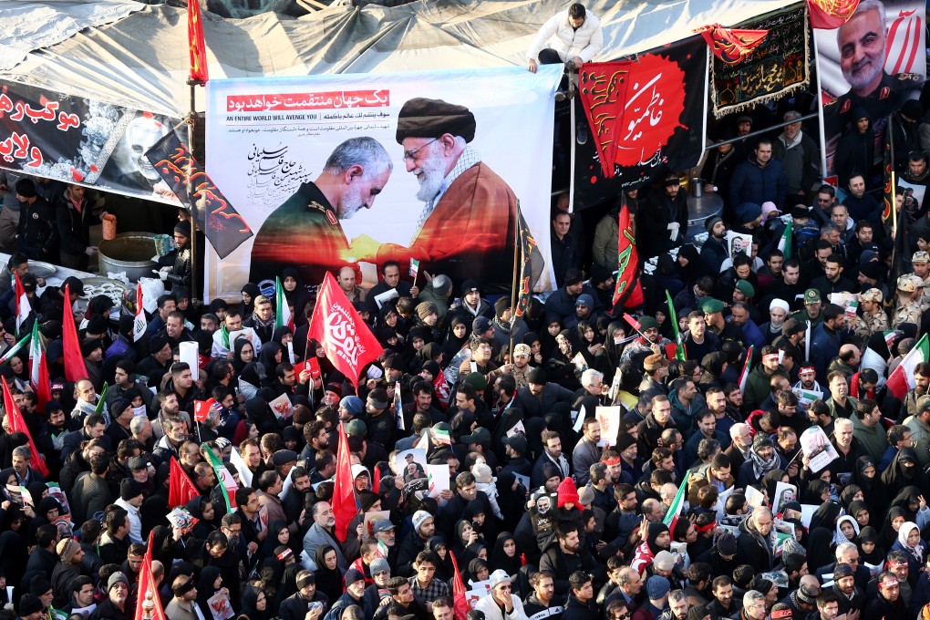 A funeral procession for the assassinated general, Qassem Soleimani, on Monday. Trump’s surgical strike has drawn Iran and Iraq closer, rejuvenated support for Ayatollah Ali Khamenei’s regime and sparked anti-US protests from Pakistan to the Philippines. Photo: Reuters