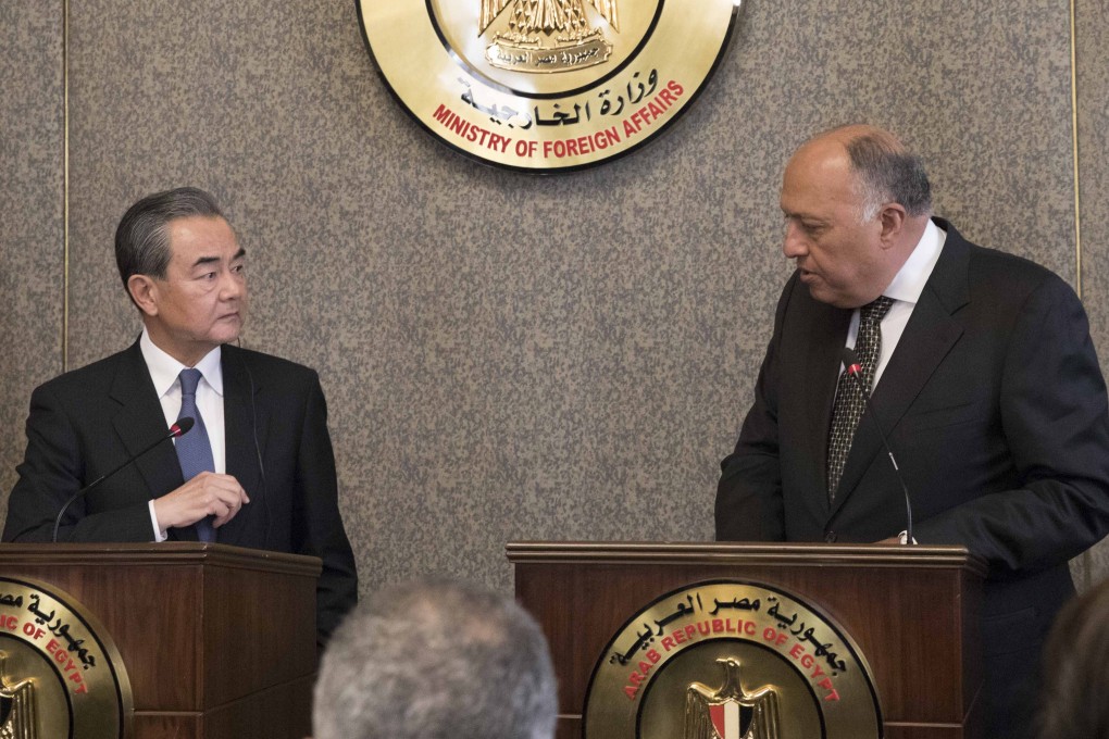 Chinese Foreign Minister Wang Yi was in Cairo as part of an African tour and spoke alongside his Egyptian counterpart Sameh Shoukry. Photo: Xinhua
