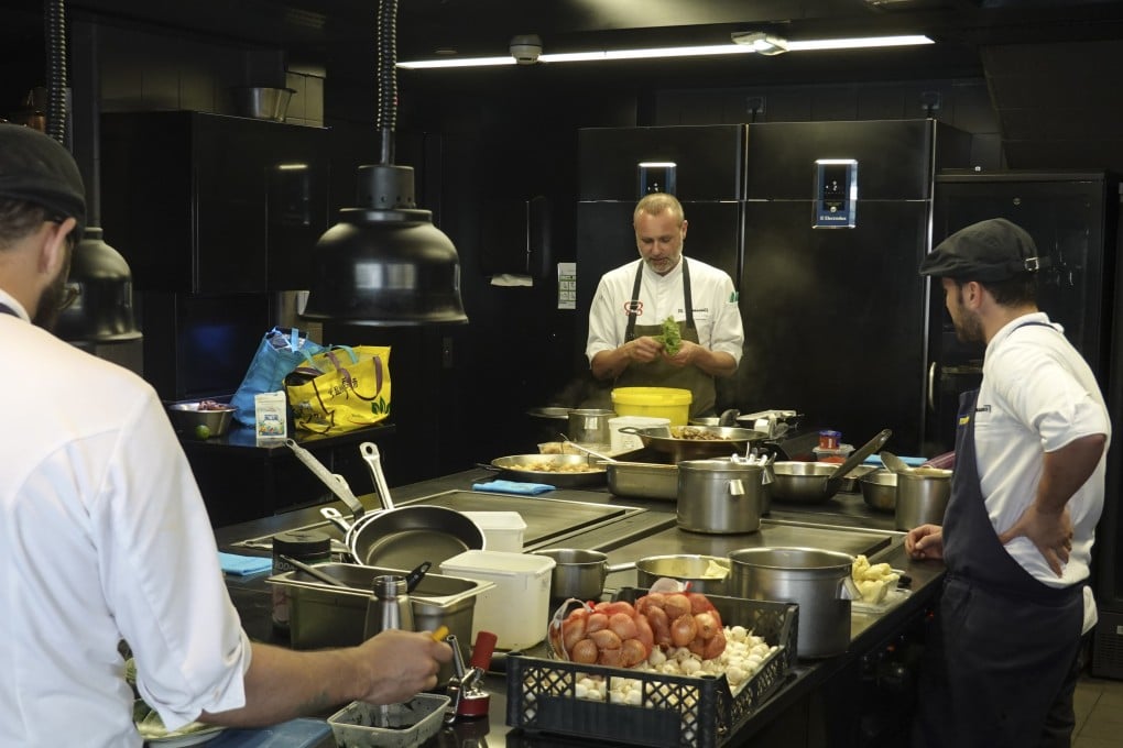 Chef Rodrigo de la Calle in the kitchen at El Invernadero, in Madrid, Spain. Photo: Jeff Koehler
