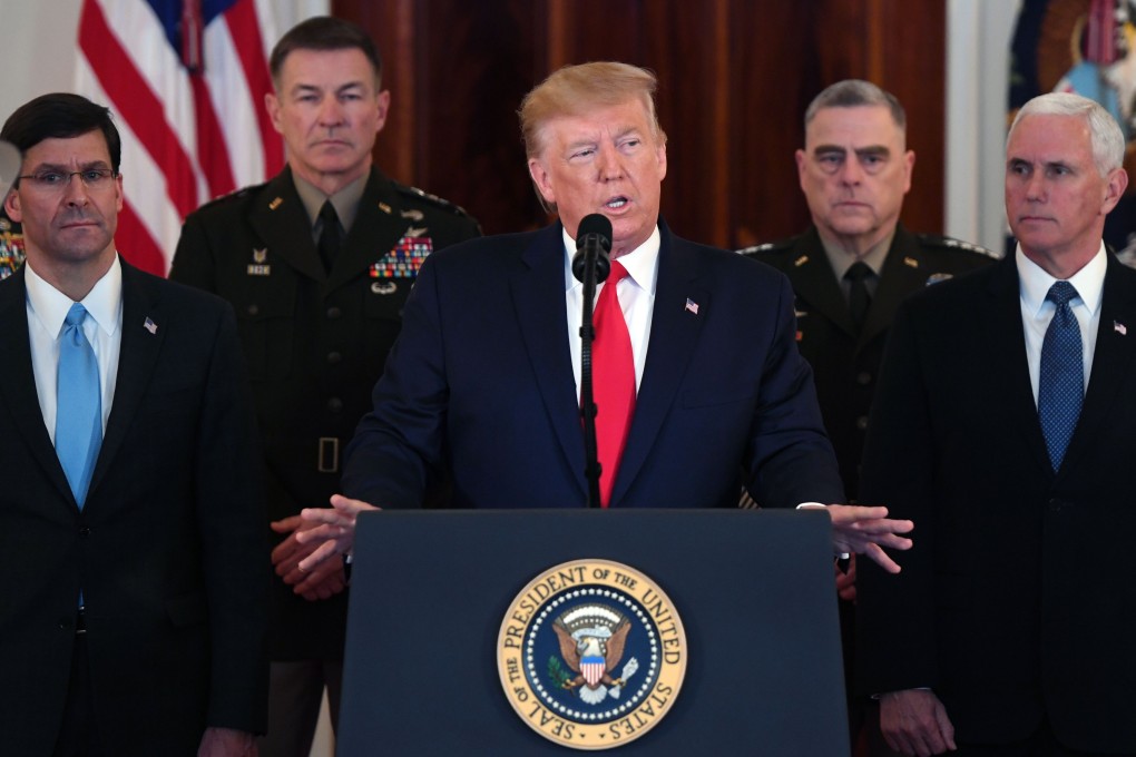 US President Donald Trump speaks about the situation with Iran in the White House on Wednesday. Photo: AFP