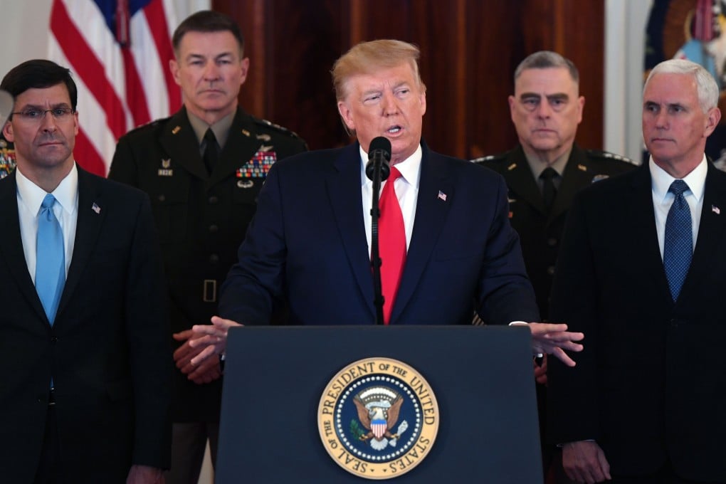 US President Donald Trump speaks about the situation with Iran in the White House on Wednesday. Photo: AFP