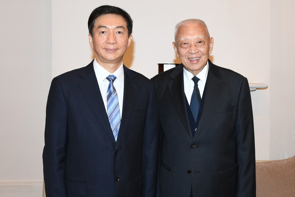 Luo Huining, director of the central government’s liaison office in Hong Kong, with former city leader Tung Chee-hwa (right). Photo: Handout
