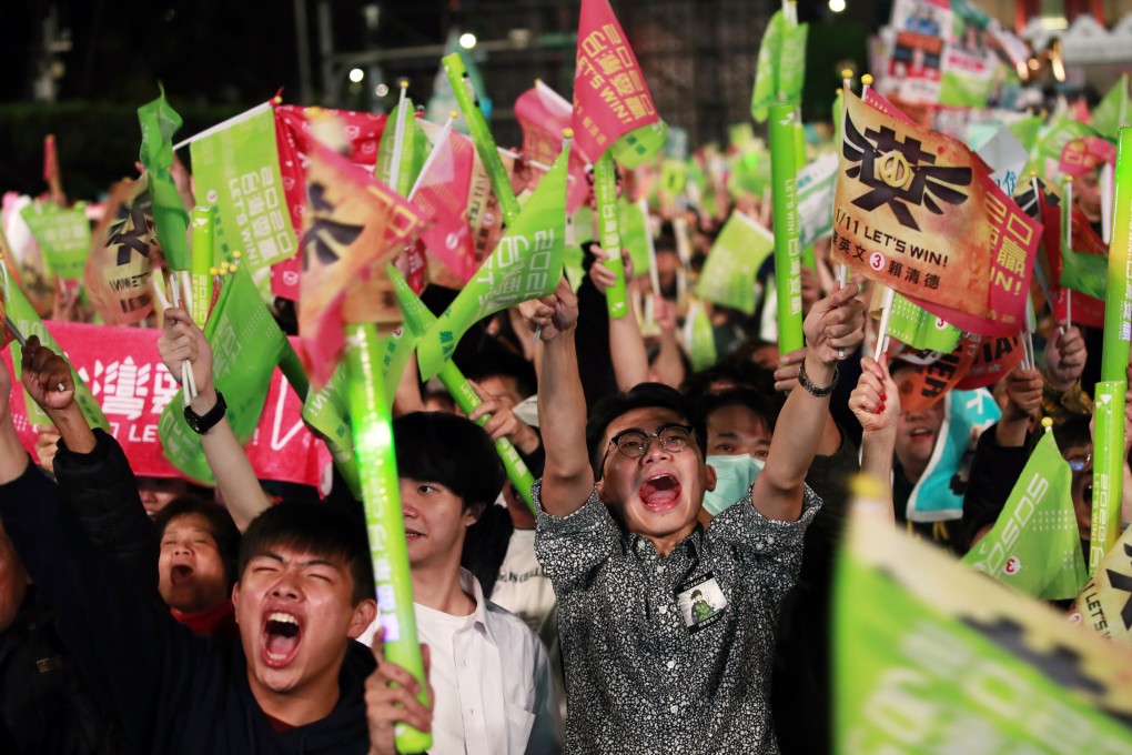 Supporters of Taiwan President Tsai Ing-wen at a final rally for the front-runner. Photo: EPA-EFE