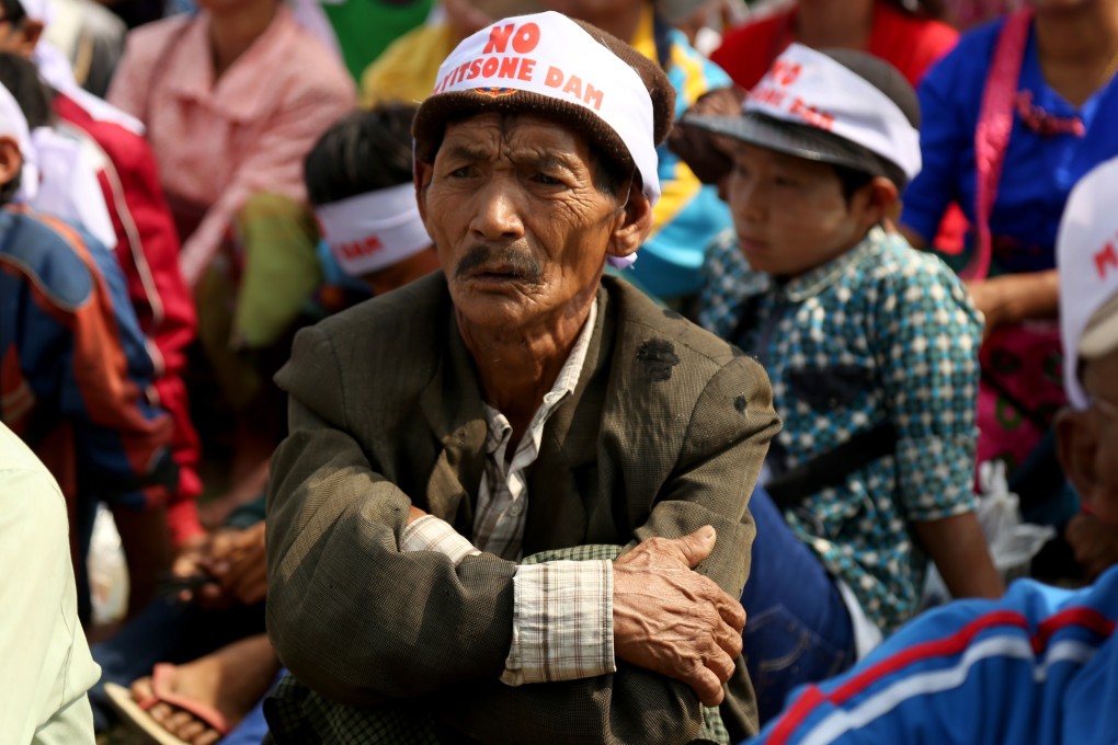 Kachin people protest against the Irrawaddy Myitsone Dam project in Waingmaw, Kachin State, Myanmar. Photo: EPA