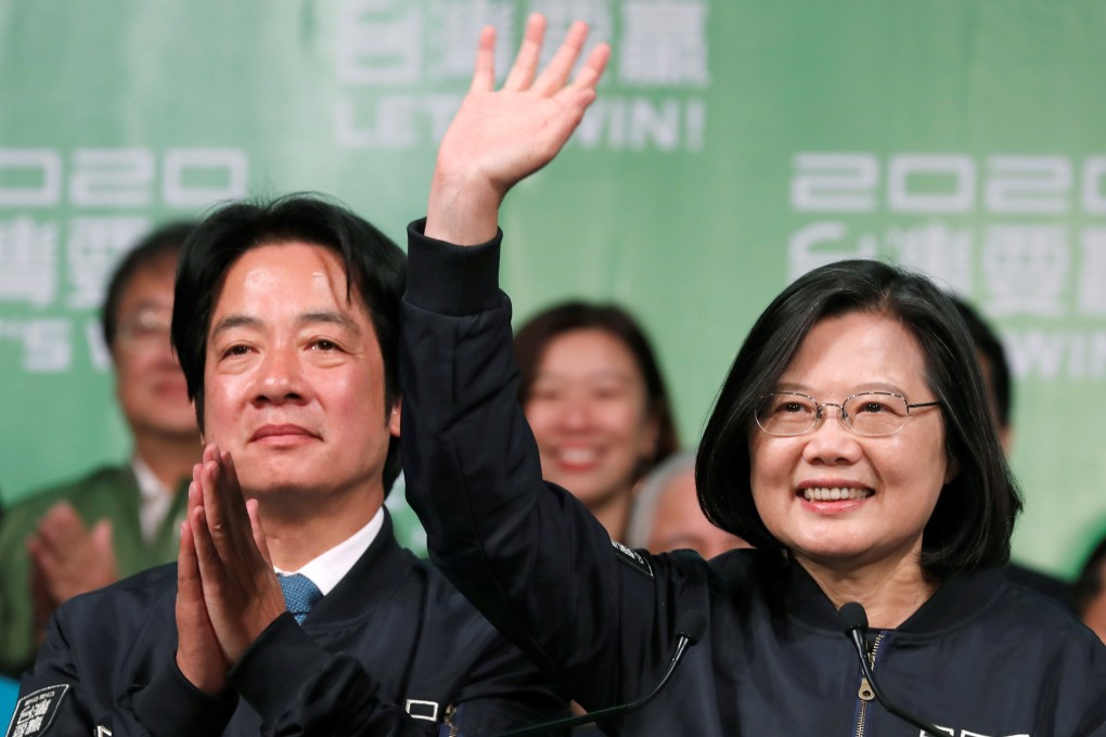 President Tsai Ing-wen and her running mate William Lai thank supporters at a victory rally in Taipei on Saturday. Photo: Reuters