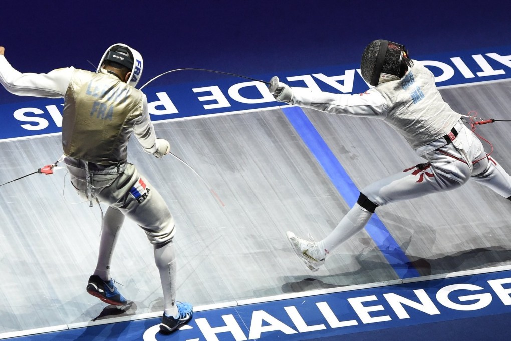 Ryan Choi (right) against his French opponent in the bronze medal match. Photo: FIE