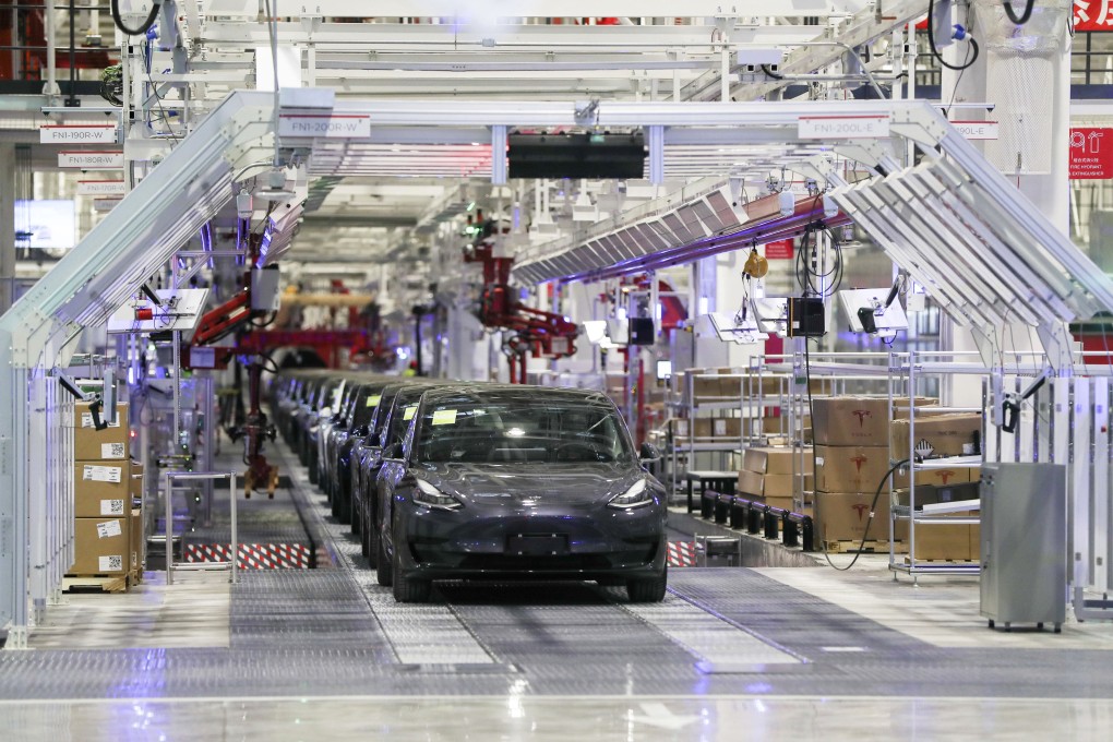 Tesla vehicles coming off an assembly line at its Gigafactory in Shanghai, on January 7, 2020. Photo: Xinhua via AP