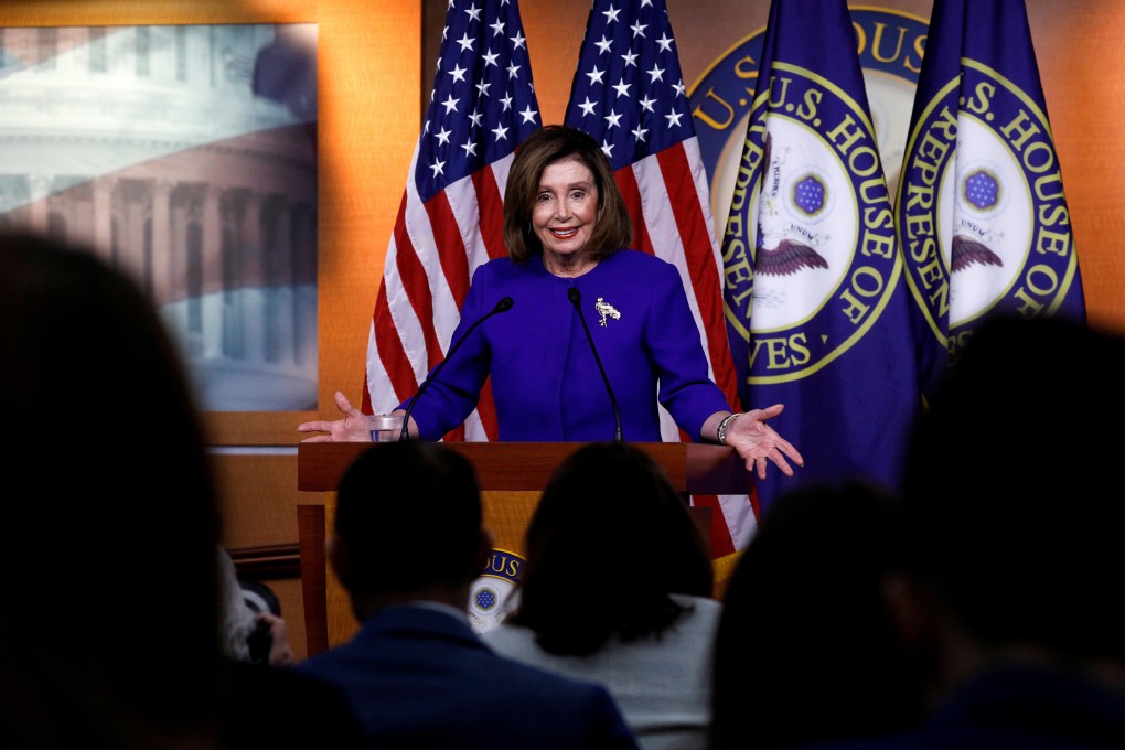 US Speaker of the House Nancy Pelosi speaks ahead of a House vote on a War Powers Resolution. Photo: Reuters