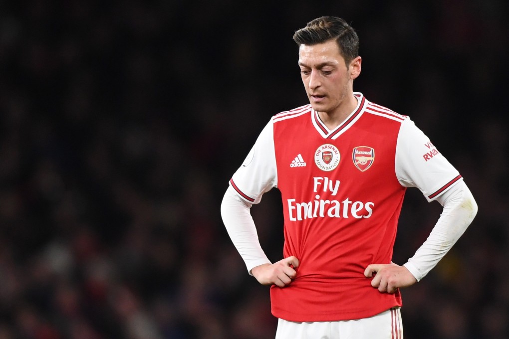 Arsenal’s Mesut Ozil reacts during the English Premier League match against Manchester City. The game was not shown in China. Photo: EPA