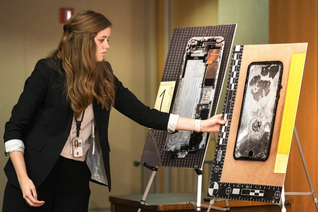 Pictures of two Apple iPhones that belonged to the gunman of the December 2019 shootings at the Pensacola Naval Air Station in Florida, which killed three US Service members. Photo: EPA