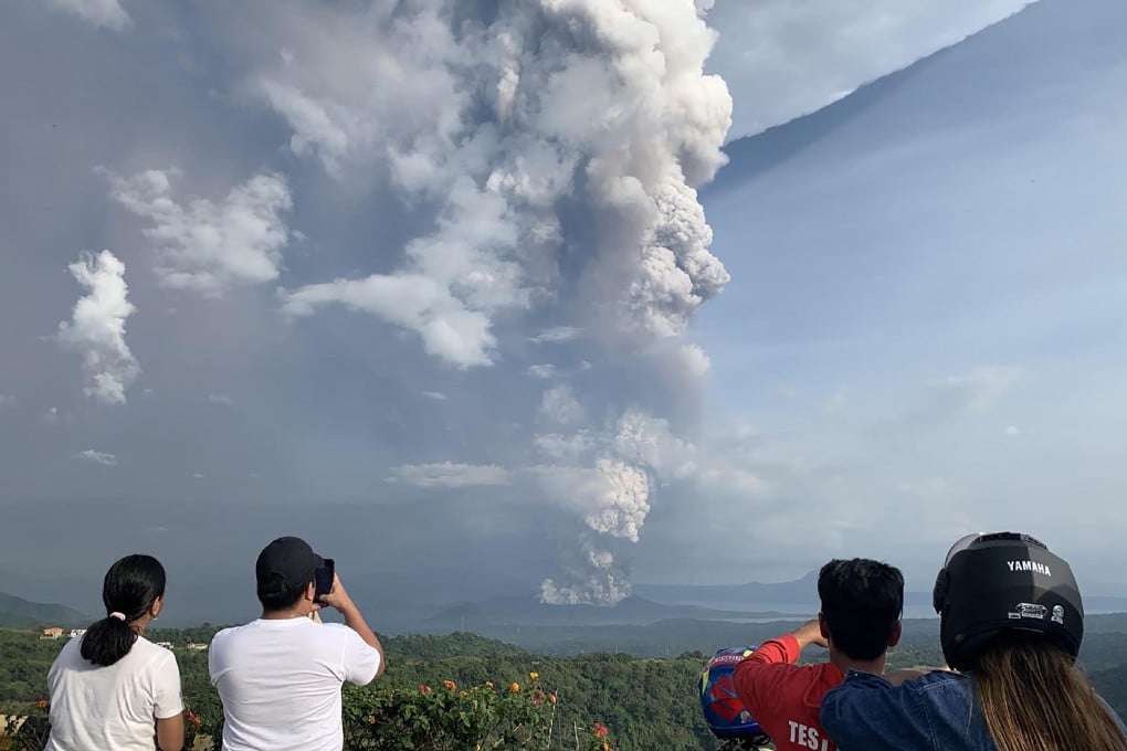 An eruption at Taal Volcano, south of Manila, triggered about 75 earthquakes on Monday. Photo: AFP