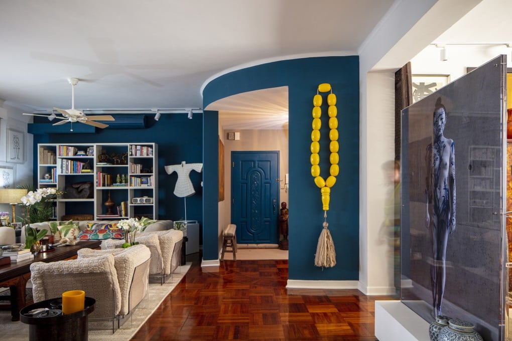 The living area of Nadia Karoubi Grainger’s family home, in Hong Kong. Photography and video: John Butlin. Styling: Pier Djerejian-Shiever. Photo assistant: Timothy Tsang